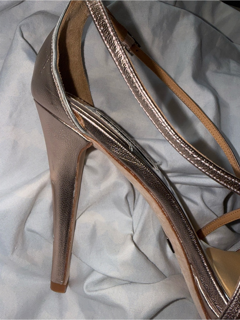 Badgley Mischka Metallic Rose Gold Strappy Stiletto Sandal - Picture 2 of 16